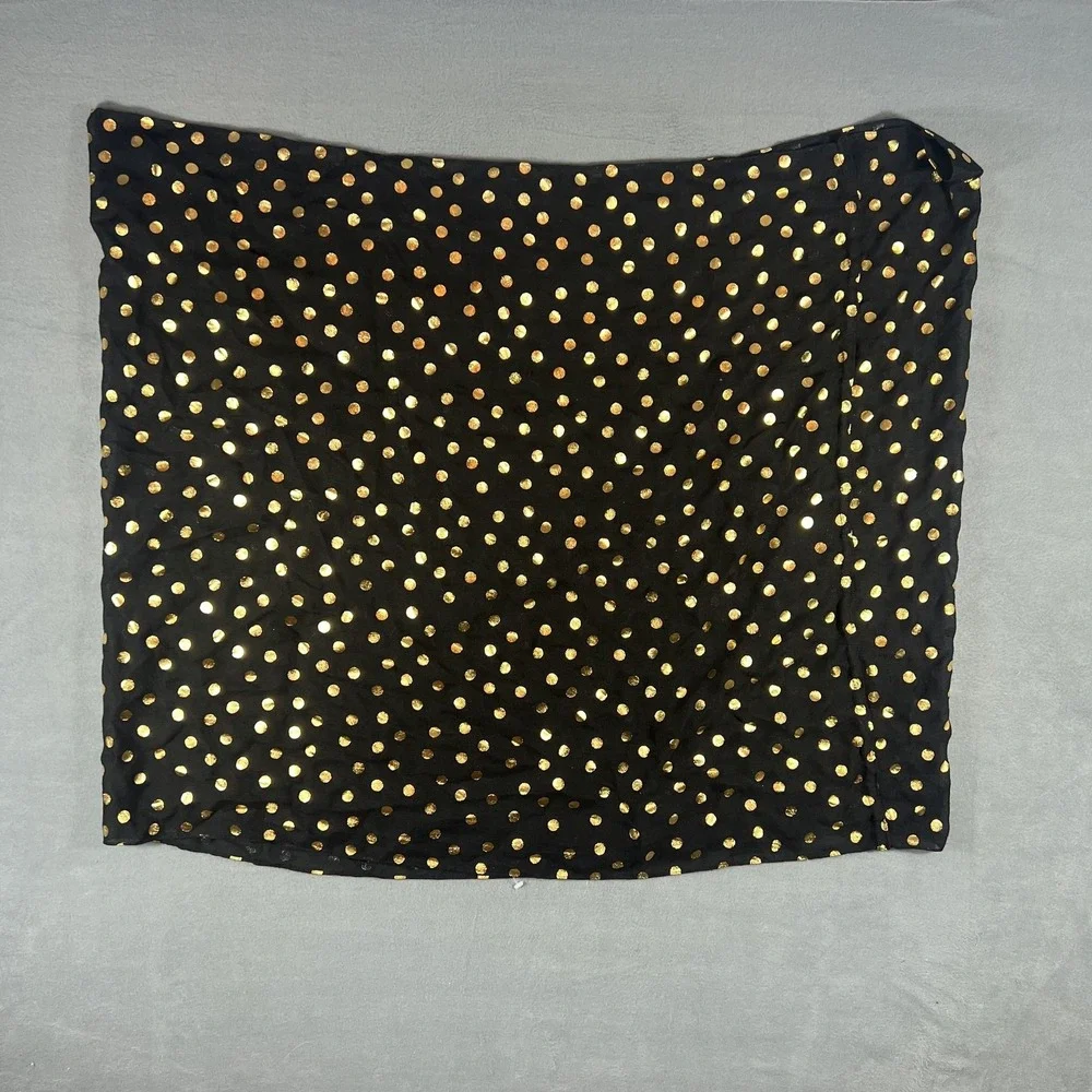 Black Gold Polka Dot Fabric Sheer Lightweight Metallic Dots 33